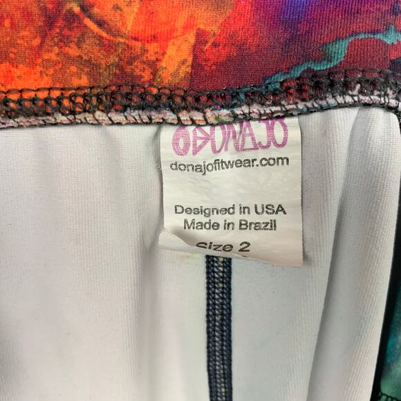 Dona Jo Capri Leggings Colorful Stretchy Women's 2 or L 12 14 - Picture 7 of 7